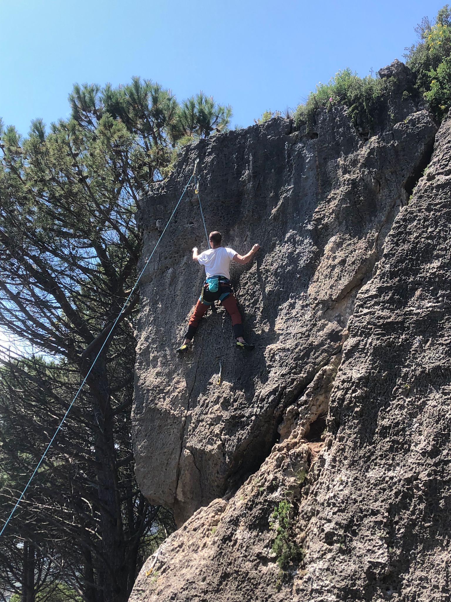 Giacomo climbing outdoors